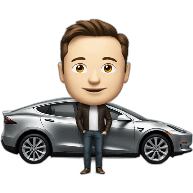 Elon musk with a car emoji