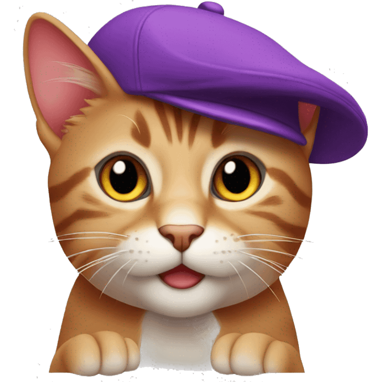 purple cat in red cap pointing  emoji