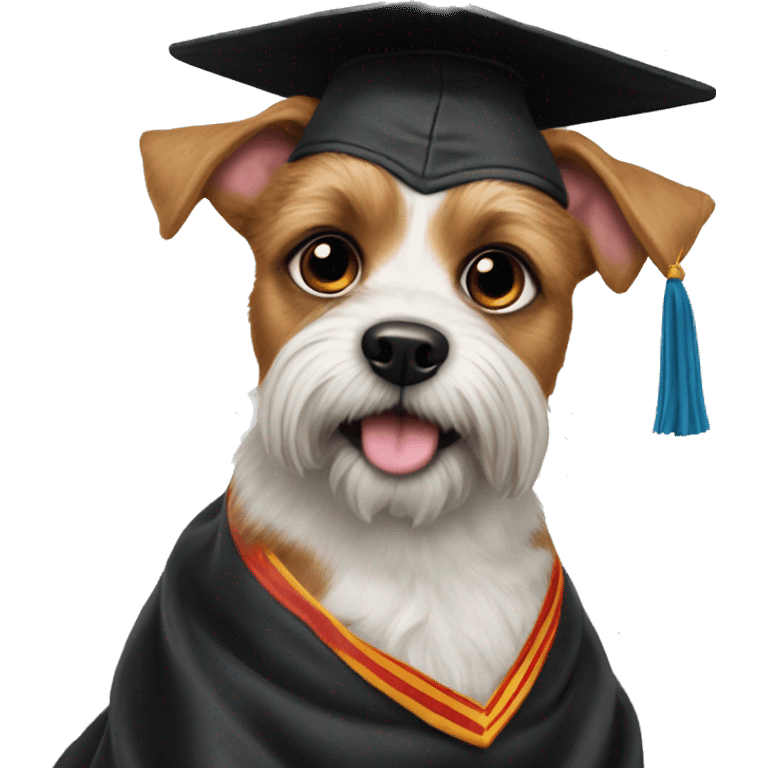 dog (tibetian terrier) graduation cap emoji