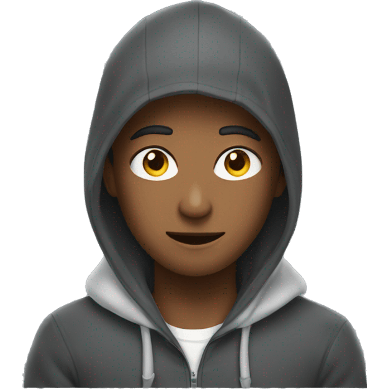 Man with hoodie looks after woman. emoji