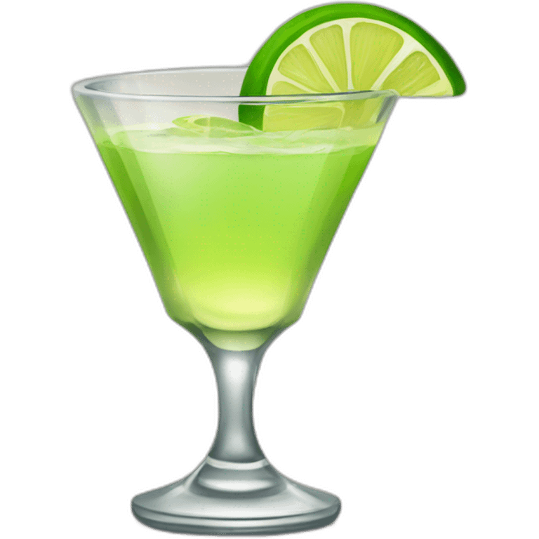 A single tequila glass with slice of green lemon piece on it emoji