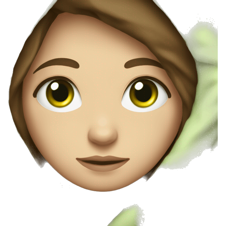 Pale brunette woman with green eyes cuddled up in a blanket  emoji