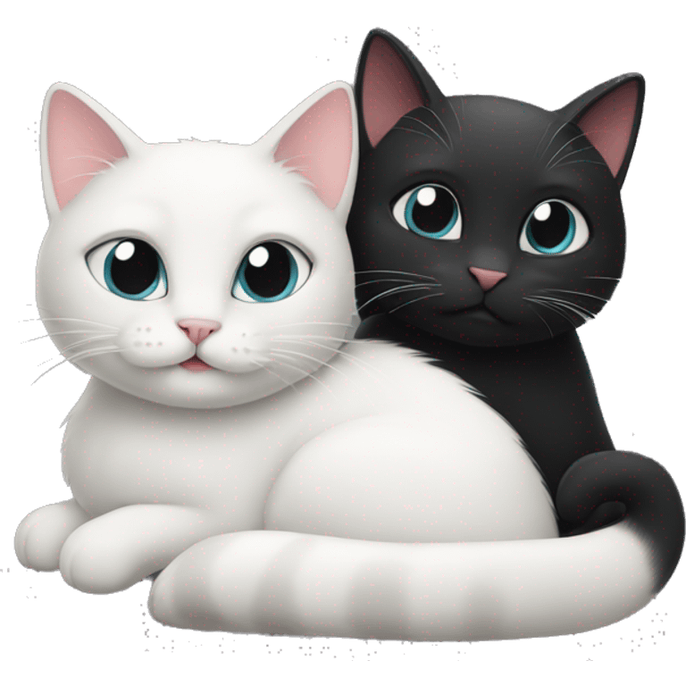 Black cat and white cat in love emoji