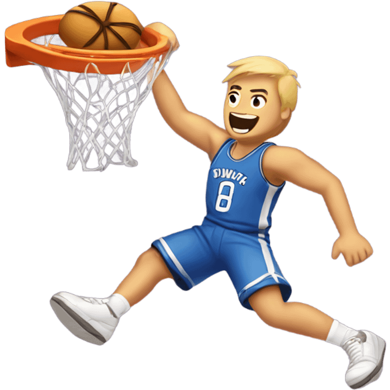 Caucasian Dunking a donut basketball emoji