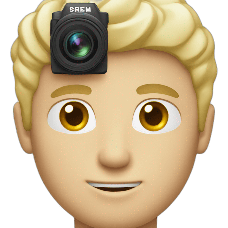 white blonde man in love with his camera emoji