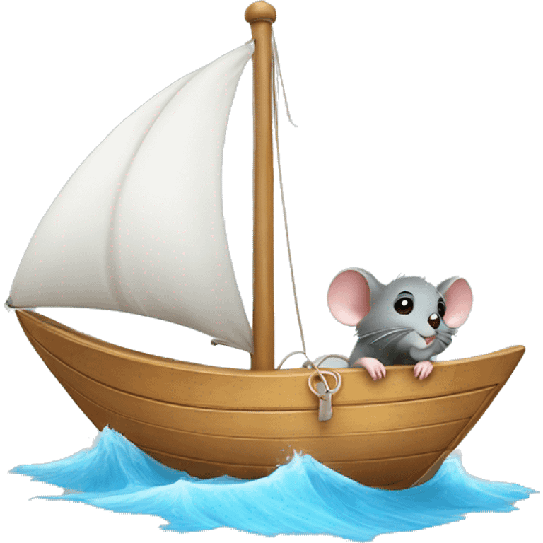 little cute mouse on a sailboat  emoji