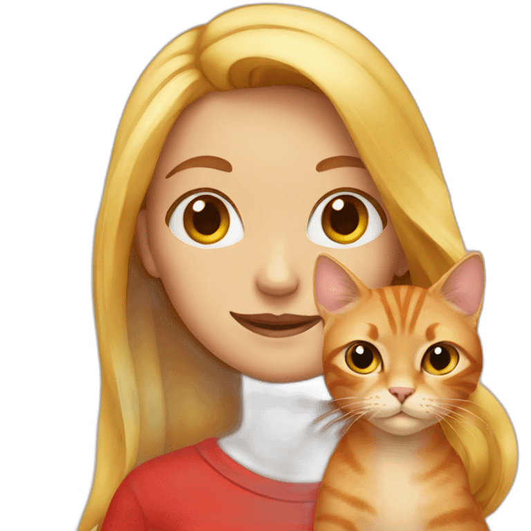 blond girl and red cat emoji