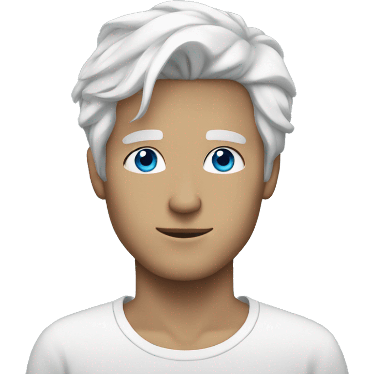 white haired young man with blue eyes emoji