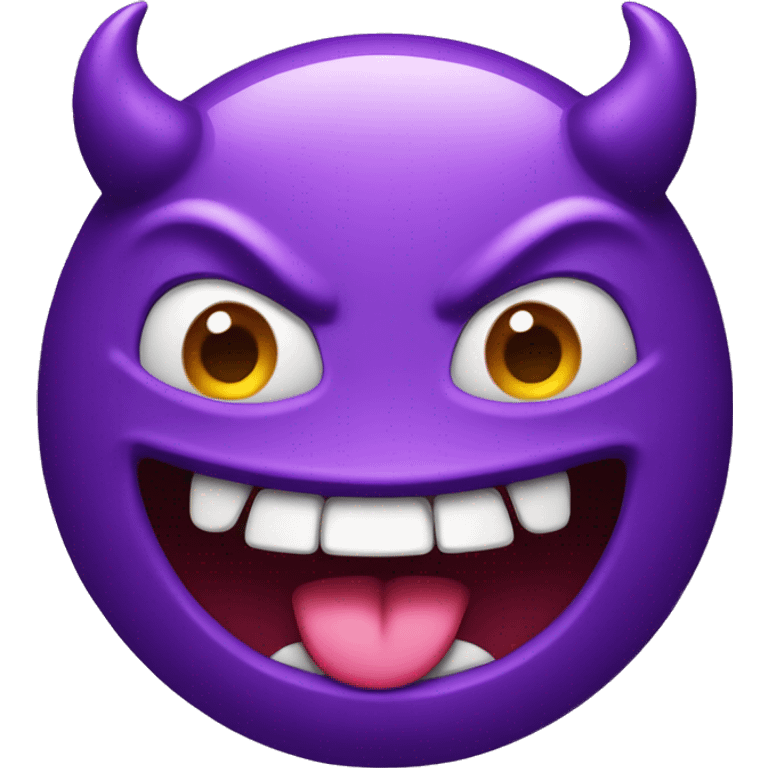 purple devil emoji with tongue out emoji