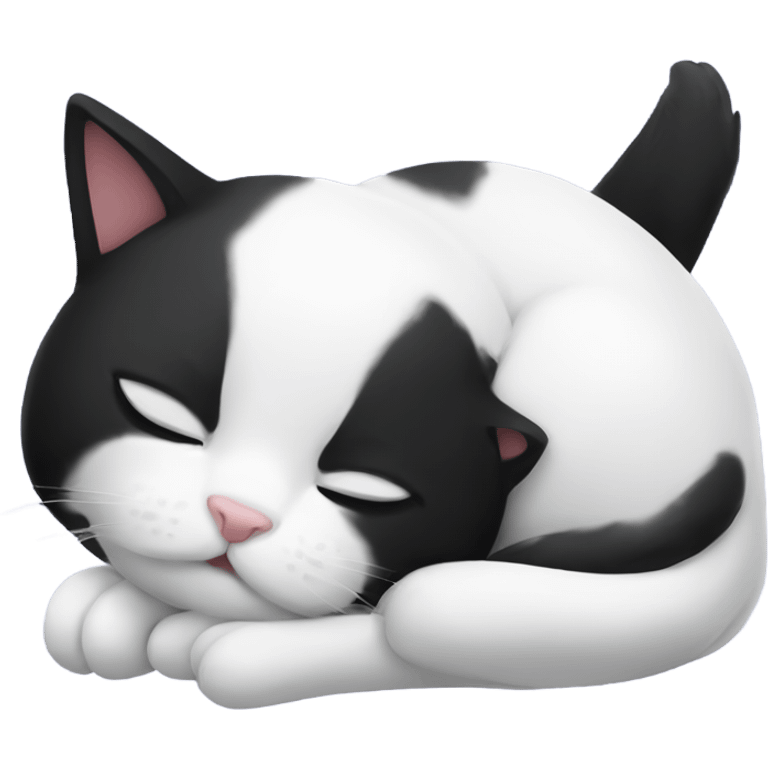 Sleeping black and white cat emoji