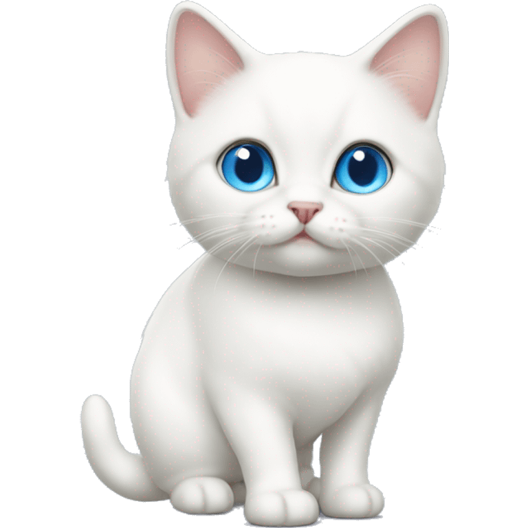 White munchkin cat with blue eyes standing  emoji