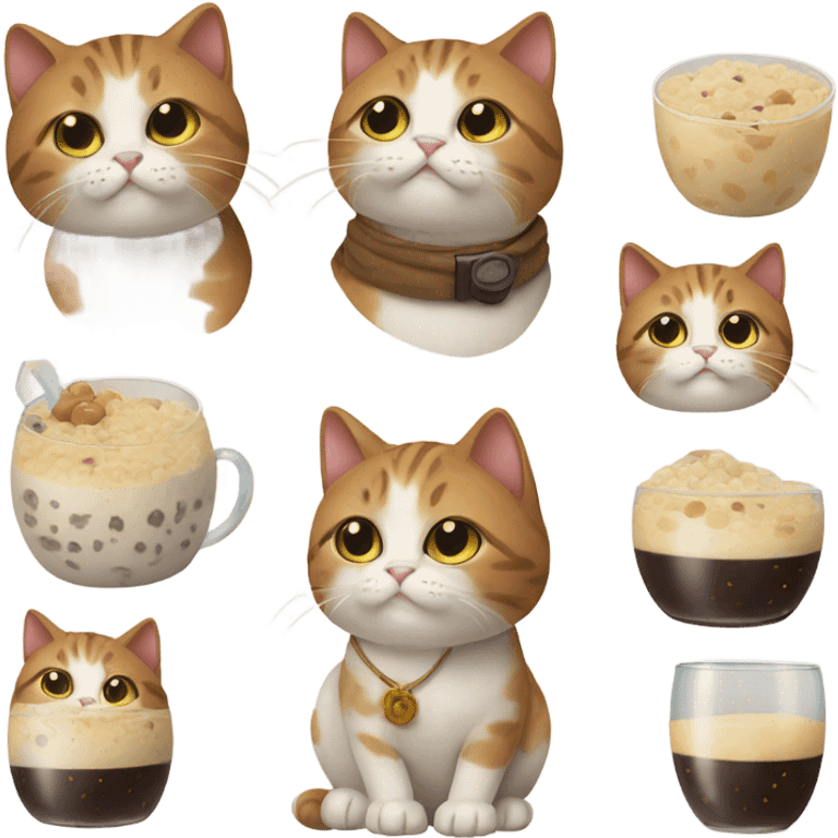 Cat with boba emoji