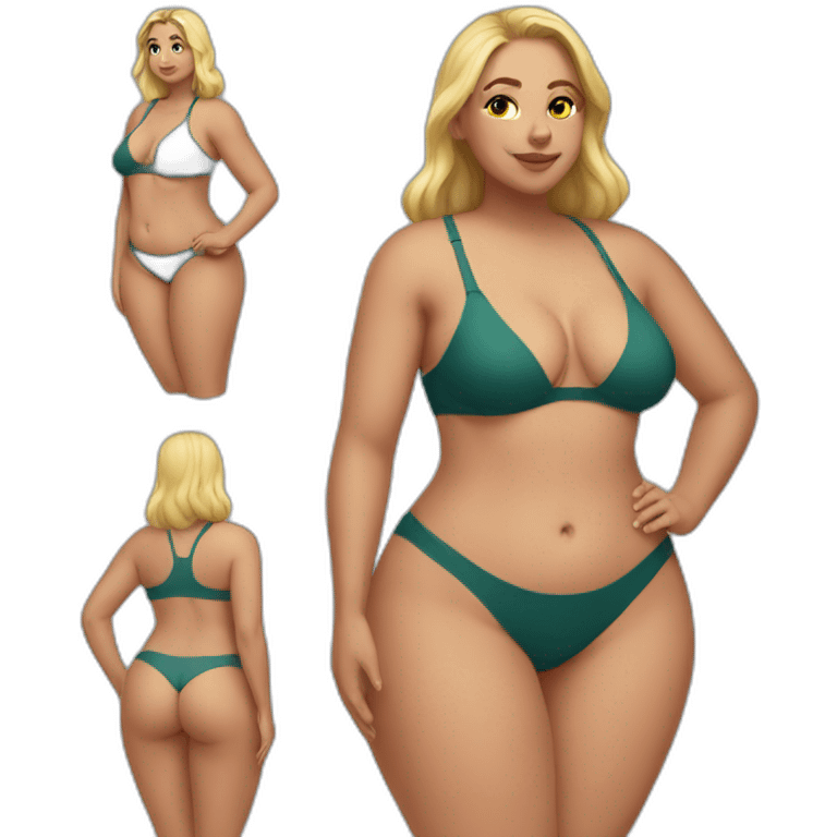 Thicc caucasian woman swimsuit leaning emoji