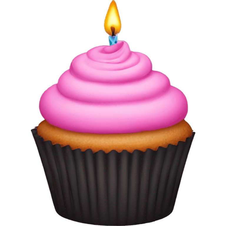 pink cupcake with candles in it emoji