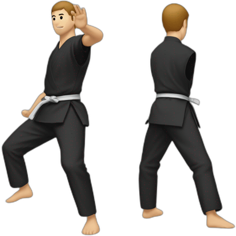 aikido stand up no hat black pant emoji