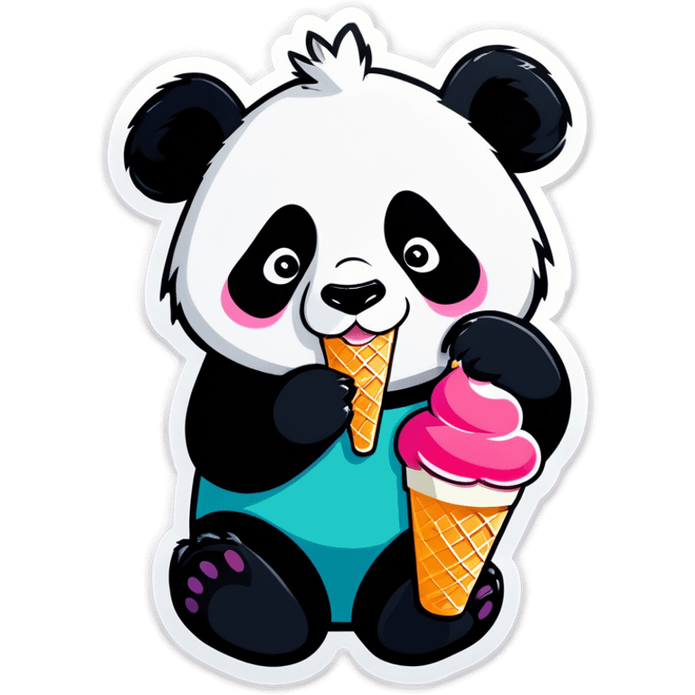 Panda eating ice cream emoji