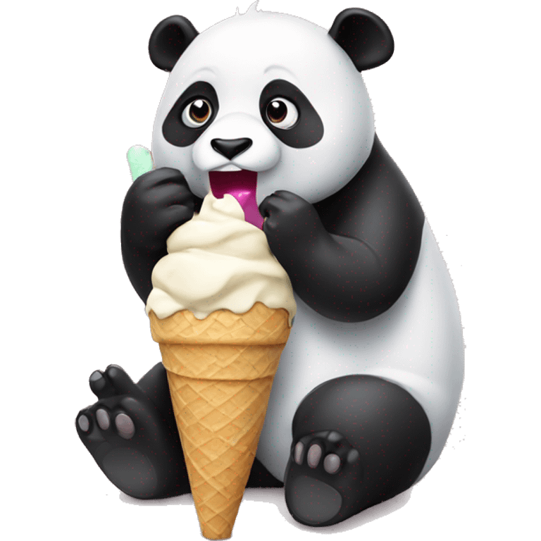 Panda eating ice cream emoji