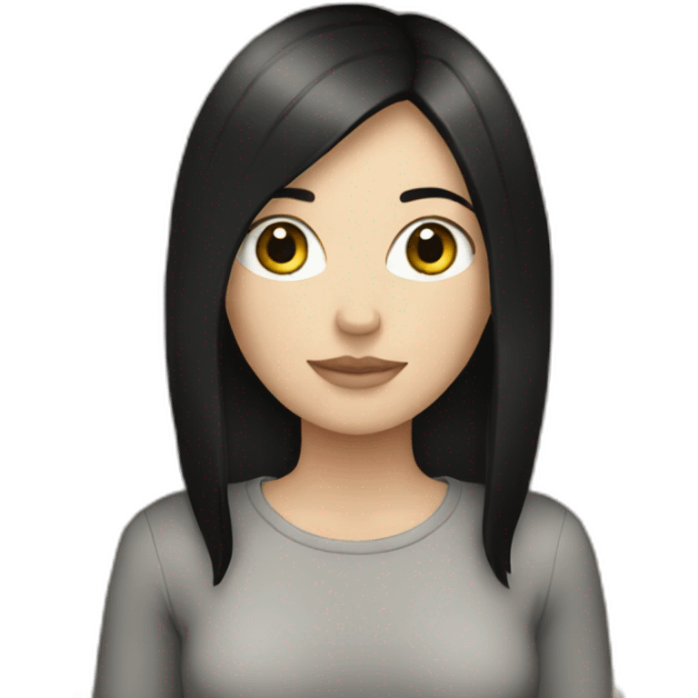 white girl with black hair and full body emoji