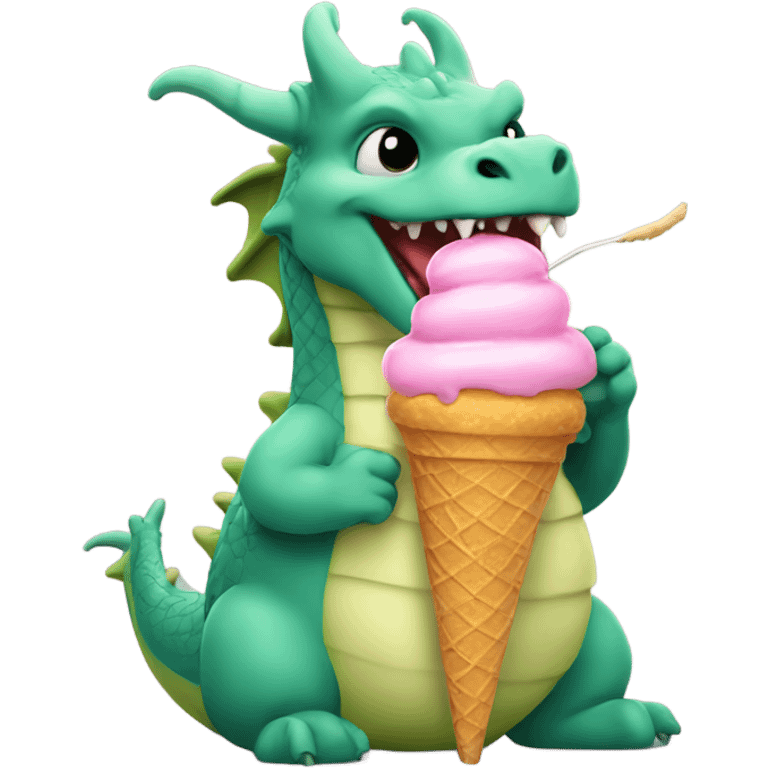 Fat dragon licking ice cream cone emoji