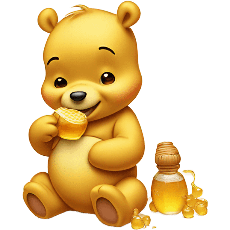 baby winnie the pooh eating honey emoji