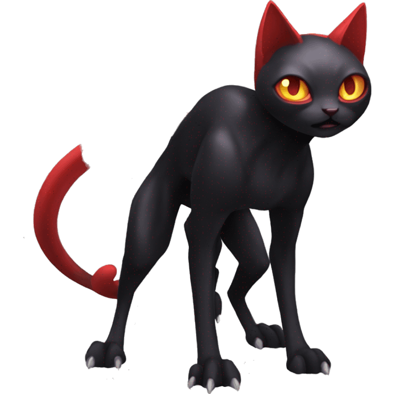 Shiny Black-Red Dark-type-Poison-type-Fakémon-Bat-Cat full body emoji