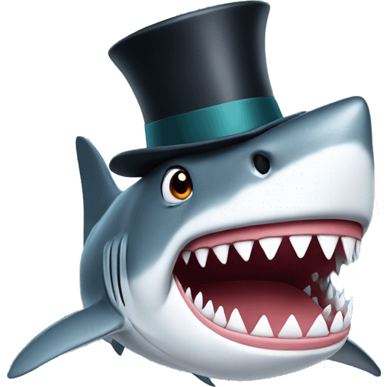 Shark with a top hat emoji