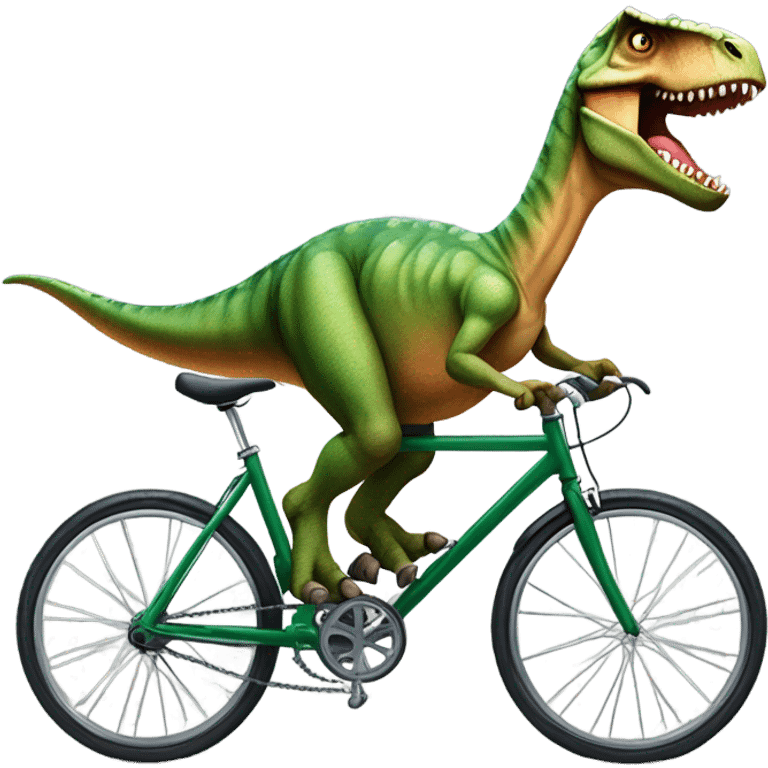 Dinosaur riding a bicycle emoji