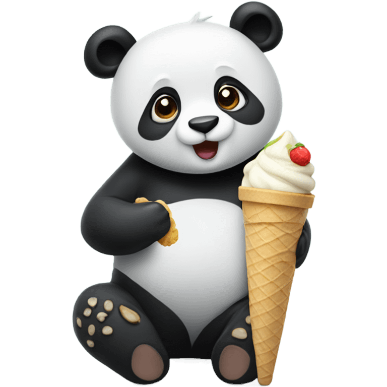 Panda eating ice cream emoji