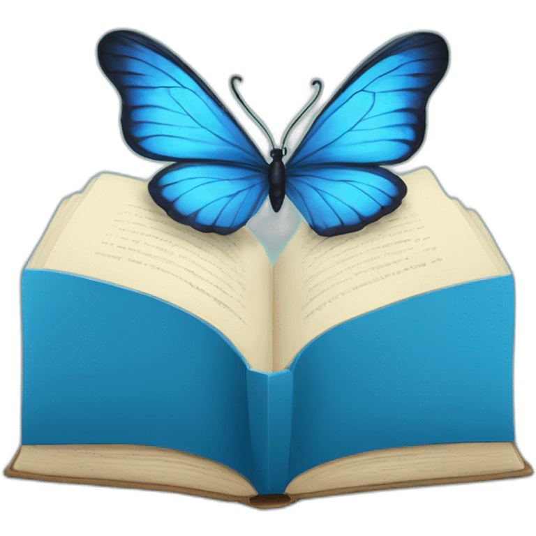 Blue butterfly reading books emoji