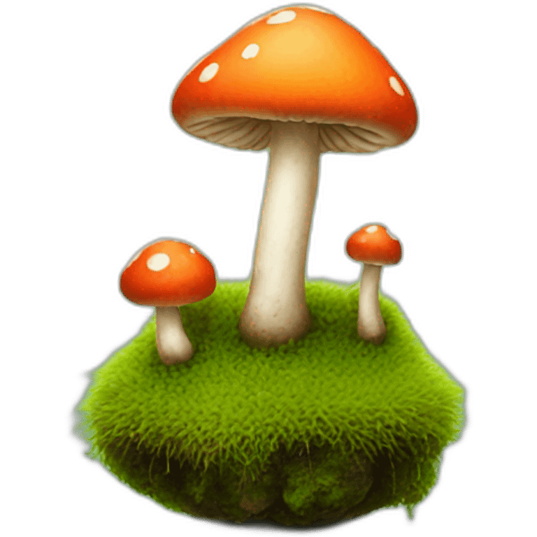 tiny mushrooms on moss emoji