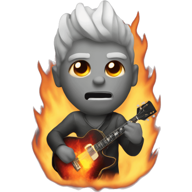 Rock man with burning heart  emoji