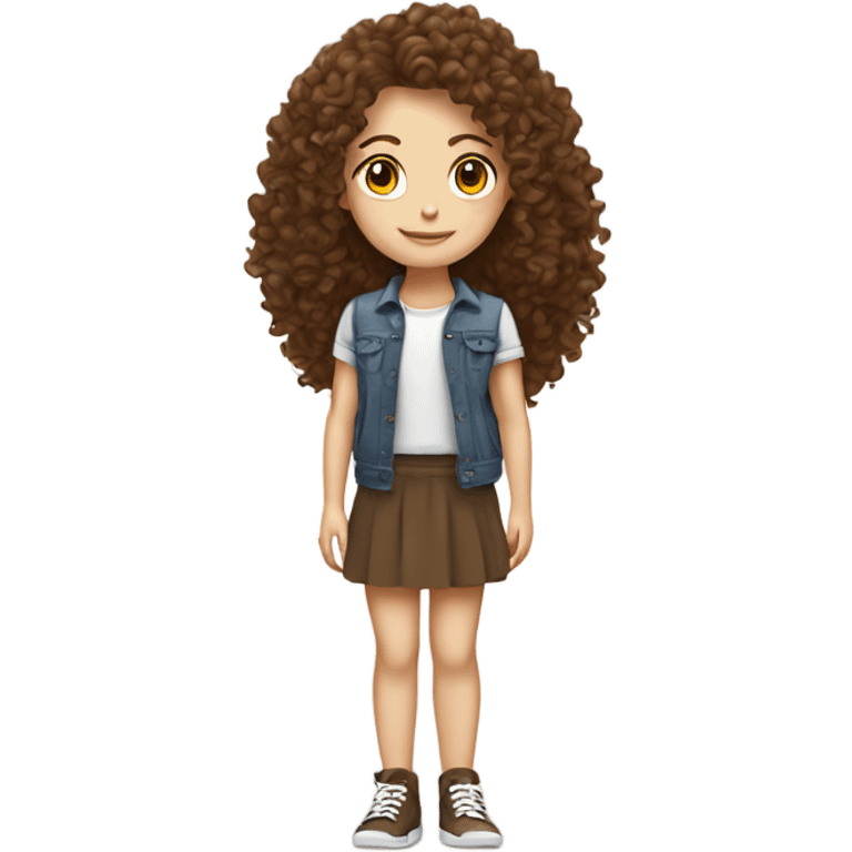 white girl curly brown hair full body emoji