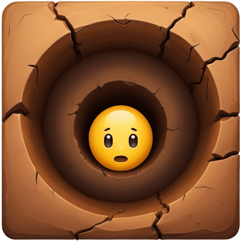 A deep hole or pit in the ground, often symbolizing a gap, depression, or an area of concern in a larger environment emoji