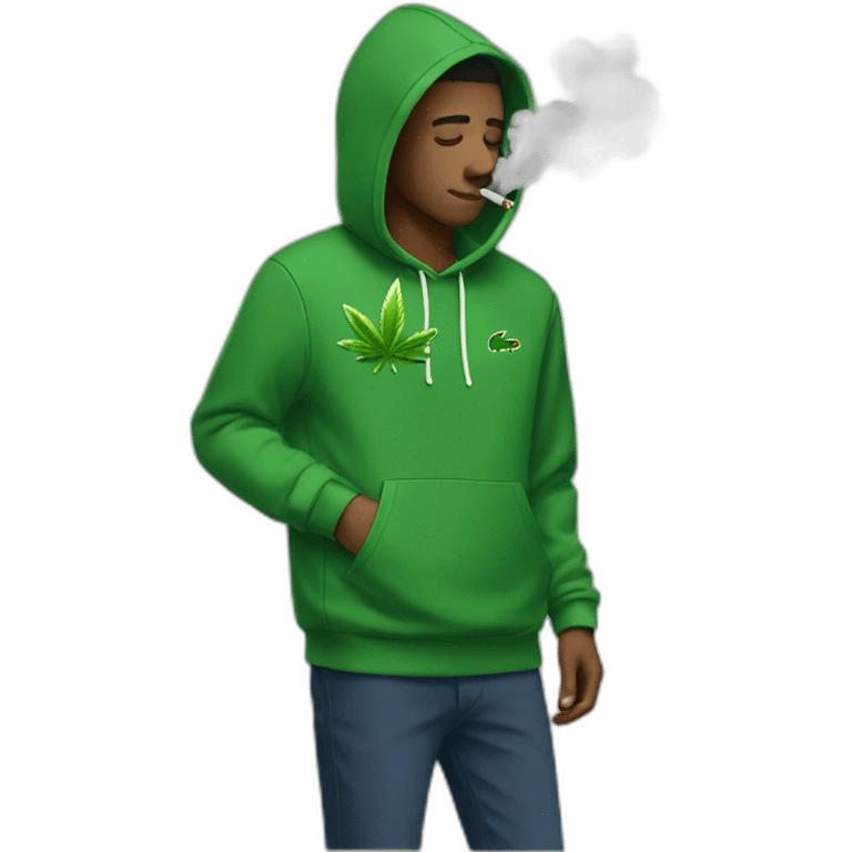 Guy smoking weed using lacoste hoodie emoji