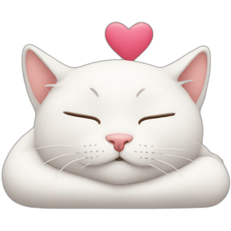 Sleeping cat with hearts around the head emoji