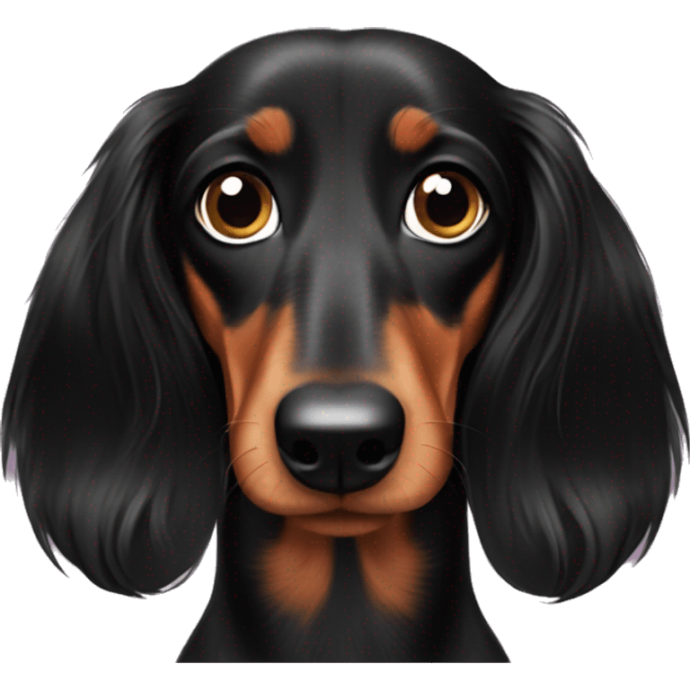 Black longhaired dachshund long ear hair emoji