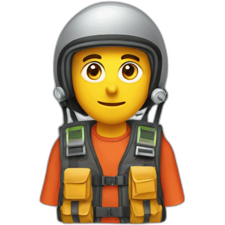 Man with keffiyeh and electrical vest in a paraglider emoji