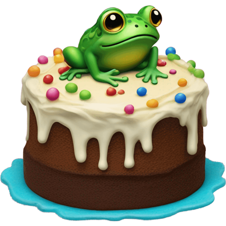 Frog with cake emoji