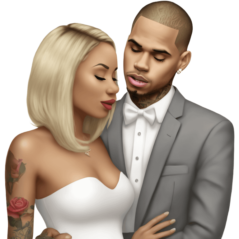 Hyper Realistic Chris Brown  Karruche Tran romantic photo  emoji