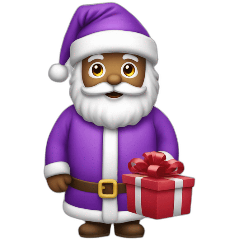 Santa Claus dressed in purple delivering presents emoji