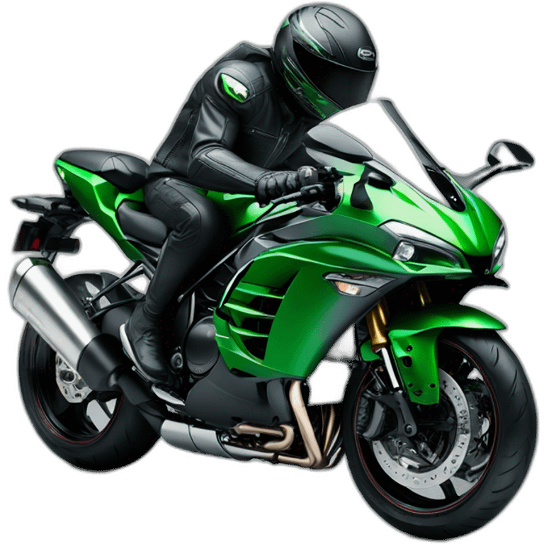 Man on Kawasaki ninja H2 full black with cigareon his hand emoji