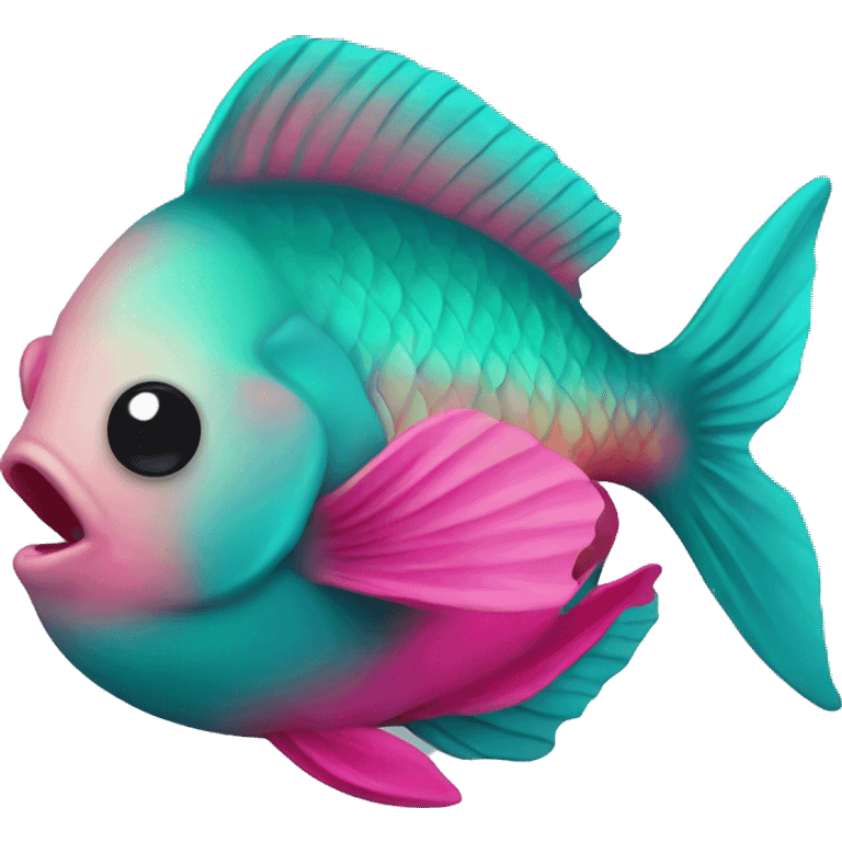 Teal and hot pink fish emoji