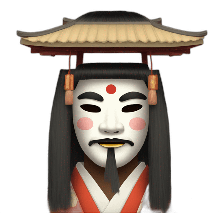 noh-mask-longhair-japanese-kimono-massive-man emoji