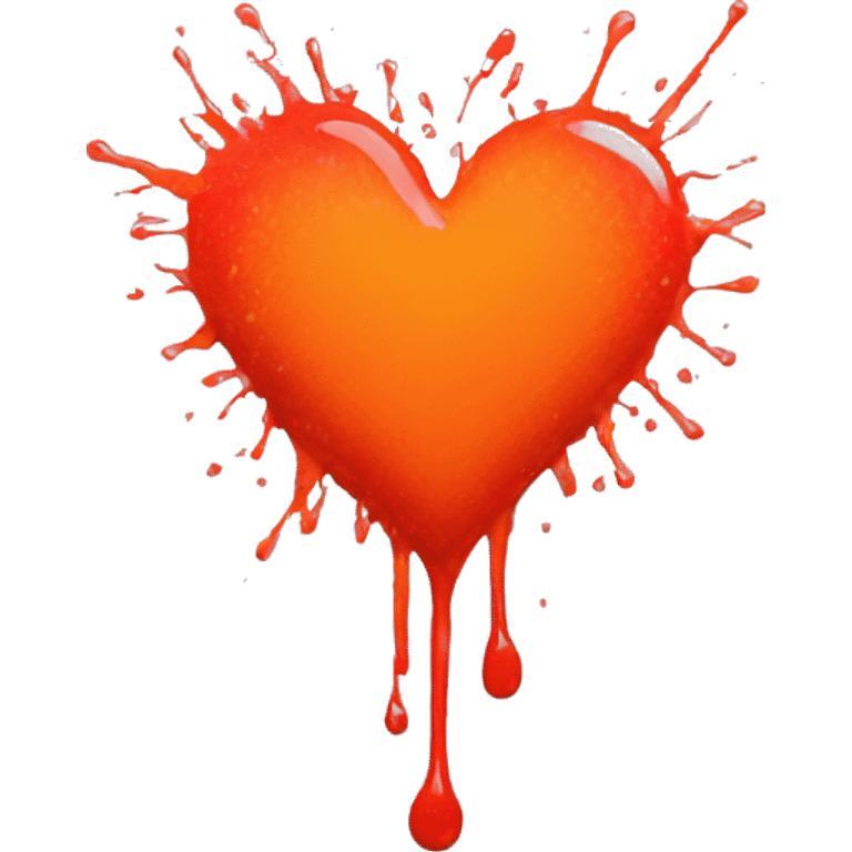 splattered paint heart glowing red-orange warmth emoji