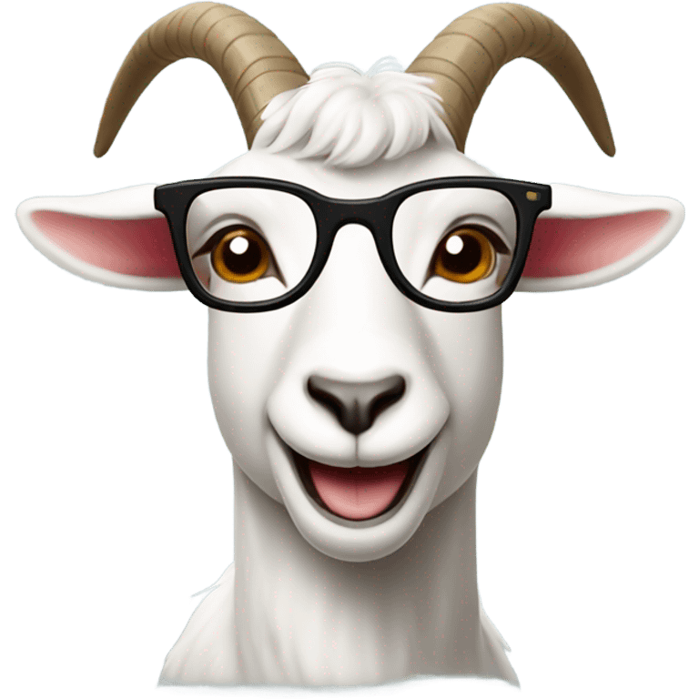 Happy male goat with glasses emoji