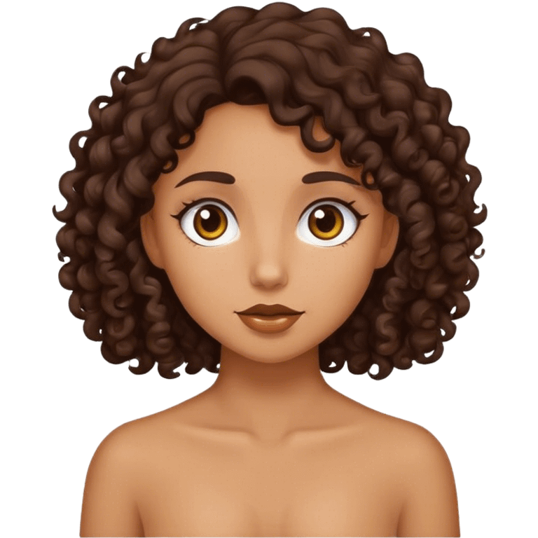 tan girl with dark brown curly hair emoji