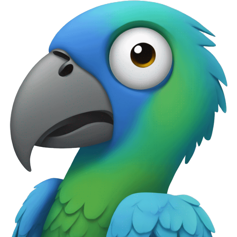 Blue parrot raising eyebrow  emoji