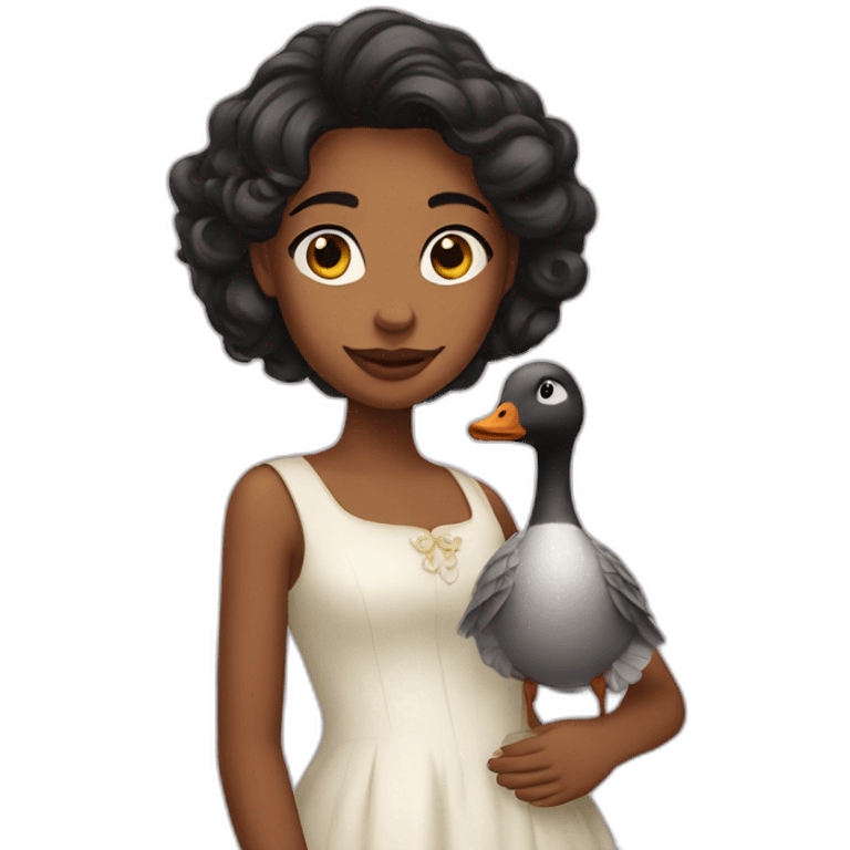 A girl with a goose queen emoji