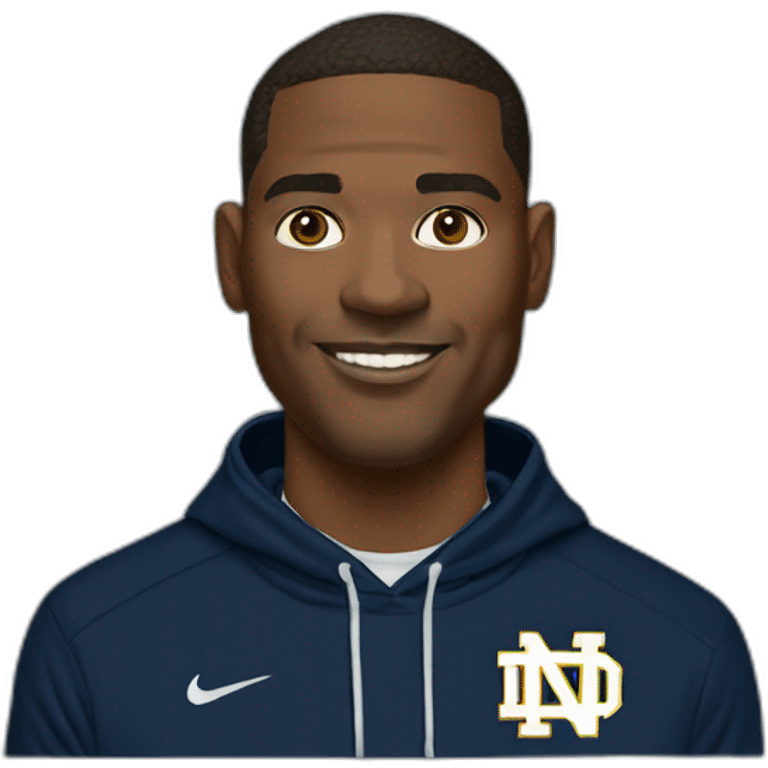 marcus freeman head coach of the university of notre dame wearing sweatshirt hoodie with irish on it emoji