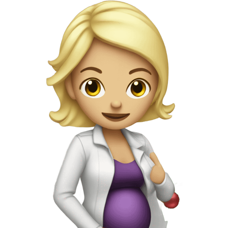 blonde pregnant woman at the Christmas tree emoji